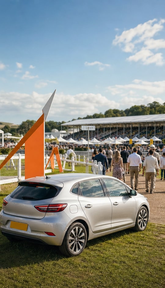 Reserved parking beside a daytime outdoor event